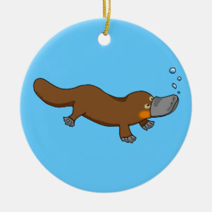 Cute swimming duck-bypus keramisch ornament
