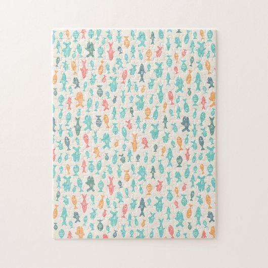 Cute Swimming Fish Nautical Sea Difficult Pattern Legpuzzel (Verticaal)