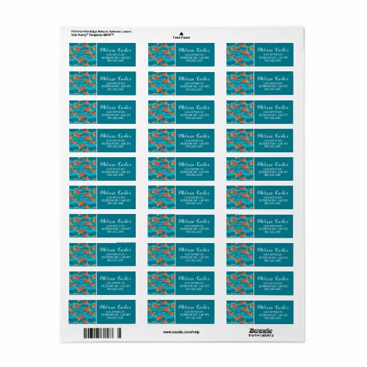 Cute Swimming Goldfish & Water Pattern Etiket (Full Sheet)