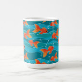 Cute Swimming Goldfish & Water Pattern Koffiemok (Center)