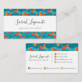 Cute Swimming Goldfish & Water Pattern Visitekaartje (Voorkant / Achterkant)