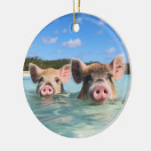 Cute Swimming Pig Exuma Bahamas Keramisch Ornament (Links)