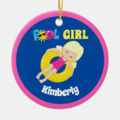 Cute Swimming Pool Blonde Girl Personalized Keramisch Ornament (Voorkant)
