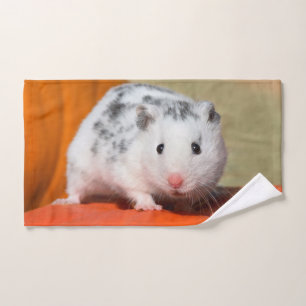 Cute Syrian Hamster White Black Spotted Funny Pet Bad Handdoek