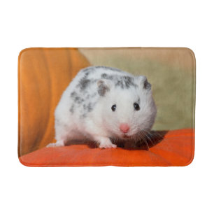 Cute Syrian Hamster White Black Spotted Funny Pet Badmat