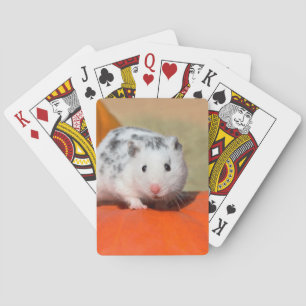 Cute Syrian Hamster White Black Spotted Funny Pet Pokerkaarten