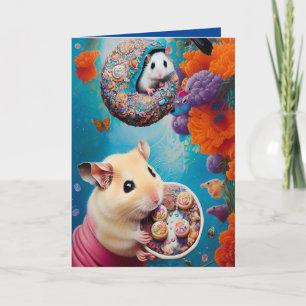 Cute Syrische Hamster Theepartij met Donuts ANY Ca Kaart