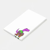 Cute T-rex Dinosaur die Bongo Drums speelt Post-it® Notes (Schuin)