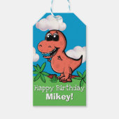 Cute T-Rex Dinosaur Kids Birthday Cartoon Jurassic Cadeaulabel (Voorkant)