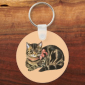 Cute Tabby Calico Cat/Kitten Sleutelhanger (Voorkant)