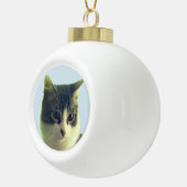 Cute Tabby Cat Face Keramische Bal Ornament (Rechts)