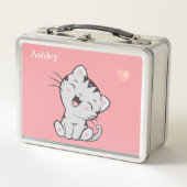 Cute Tabby Cat & Heart op lichtroze (Voorkant)