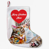 Cute Tabby Cat Merry Cats Christmas Stocking Kleine Kerstsok (Voorkant)