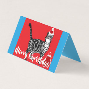 Cute Tabby Cat Merry Catsmus kerstkaart set Kaart