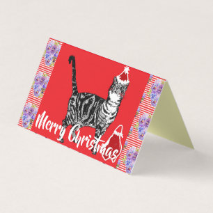 Cute Tabby Cat Merry Catsmus kerstkaart set Kaart