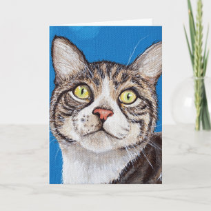 Cute Tabby Cat Painting Kaart