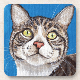 Cute Tabby Cat Painting Onderzetter