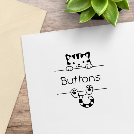 Cute Tabby Cat Peking Custom Name Rubberstempel