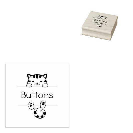Cute Tabby Cat Peking Custom Name Rubberstempel (Gestempeld)