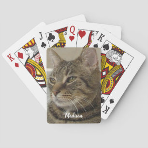Cute Tabby Cat Photo Name Pokerkaarten