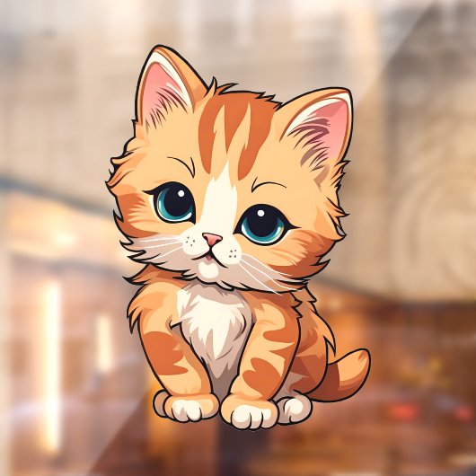 Cute Tabby Cat Raamsticker (Vel 2)