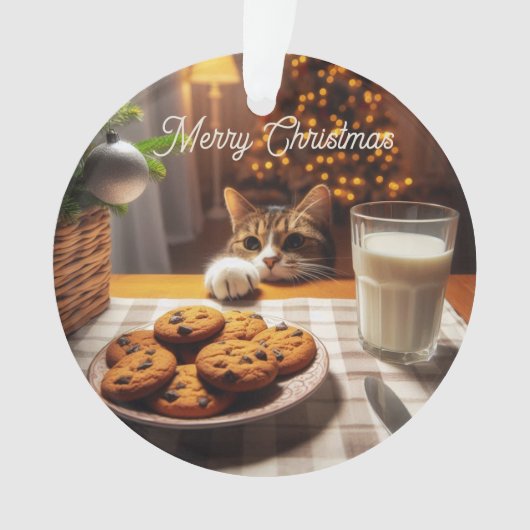 Cute Tabby Cat Reaching pour les cookies Noël (devant)