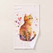 Cute Tabby Chat avec Coeurs (Serviette à main)