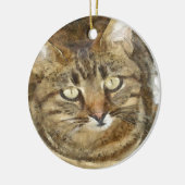 Cute Tabby die op potloodschets kijkt Keramisch Ornament (Links)