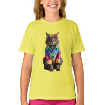 Cute Tabby Hippie Kinder T-Shirt