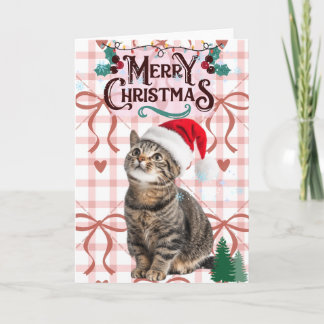 Cute Tabby Katten Kerstkaart Kaart