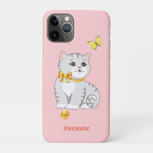 Cute Tabby Kitty Cat op Light Pink Case-Mate iPhone Case (Achterkant)