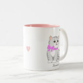 Cute Tabby Kitty Cat White Tweekleurige Koffiemok (Voorkant rechts)