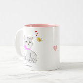 Cute Tabby Kitty Cat White Tweekleurige Koffiemok (Voorkant links)