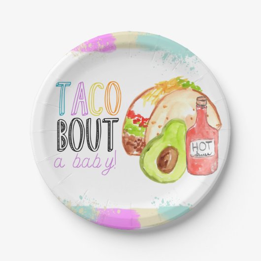 Cute taco Fiesta thema babydouchepapier bord (Voorkant)