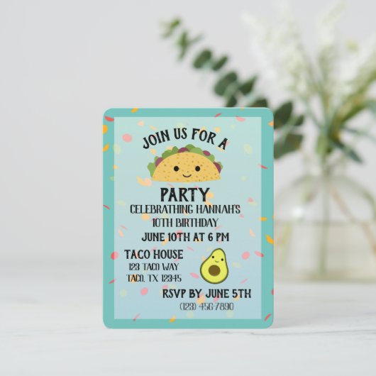 Cute Taco Party Invitation (Debout devant)