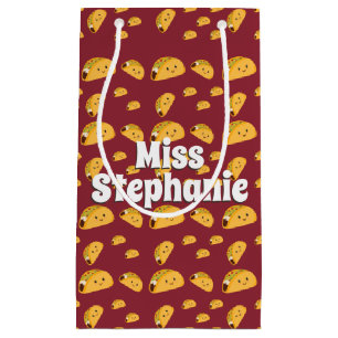 Cute Taco Pattern Name Gift Bag Klein Cadeauzakje