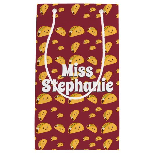 Cute Taco Pattern Name Gift Bag Klein Cadeauzakje (Voorkant)