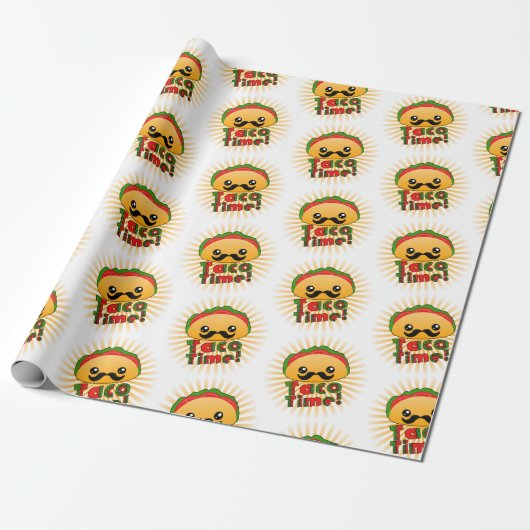 Cute Taco Time Pattern Cadeaupapier (Uitgerold)