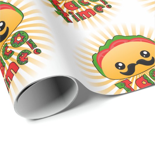 Cute Taco Time Pattern Cadeaupapier (Rol Hoek)