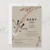 Cute Tan Waterverf Giraffe Pampas Baby shower Kaart (Voorkant)