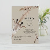 Cute Tan Waterverf Giraffe Pampas Baby shower Kaart (Staand voorkant)