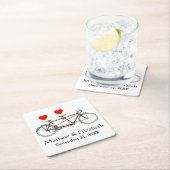  cute tandem - aangepaste bruiloft vierkante kartonnen onderzetter (Insitu)