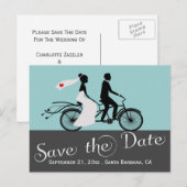Cute Tandem Bike Bride and Groom Wedding Aankondigingskaart (Voorkant / Achterkant)