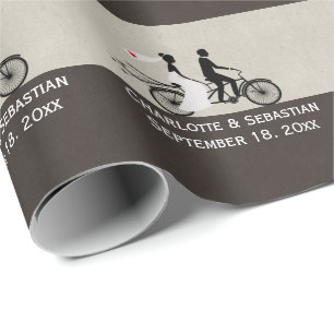 Cute Tandem Bike Bride and Groom Wedding Cadeaupapier