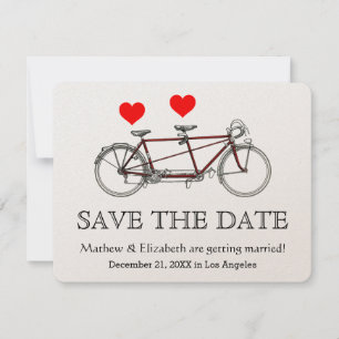  cute tandem fiets Wedding Save the Date Kaart