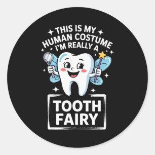 Cute Tandfee Kostuum Voor Mannen Vrouwen Kinderen Ronde Sticker