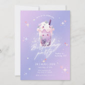 Cute Taro Boba Tea Girl Invitation Anniversaire (Devant)
