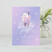 Cute Taro Boba Tea Girl Invitation Anniversaire (Debout devant)