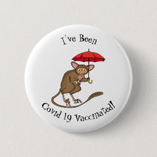 Cute Tarsier met paraplu cartoon illustratie Ronde Button 5,7 Cm