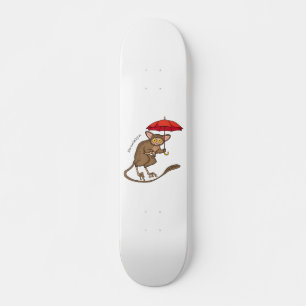 Cute Tarsier met paraplu cartoon illustratie Skateboard